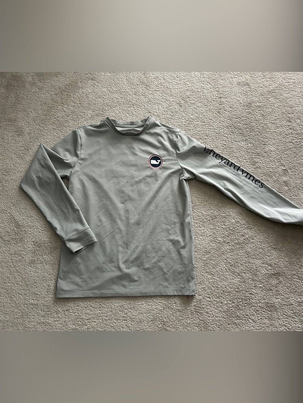 Vineyard Vines Light Gray Long-Sleeve Logo Tee - Kids